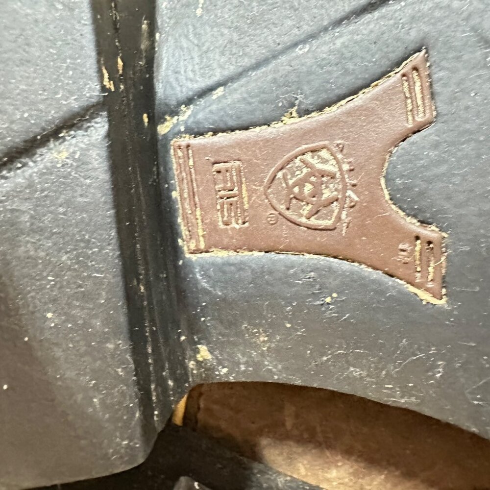 Ariat Womens Leather Western Boots US 8.5B Brown Embroidered Design Pull-On Work - Picture 9 of 11